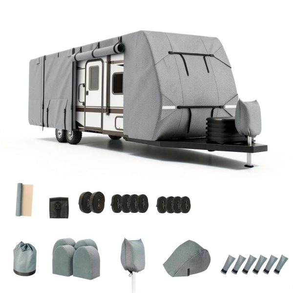 DenForste Grey Non-Woven RV & Trailer Cover Fits 27-30 ft-6