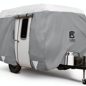 Classic Accessories Travel Trailer Cover Grey Snow White-0