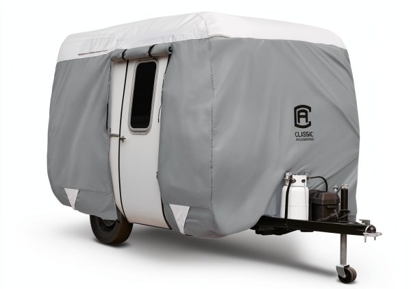 Classic Accessories Travel Trailer Cover Grey Snow White-0