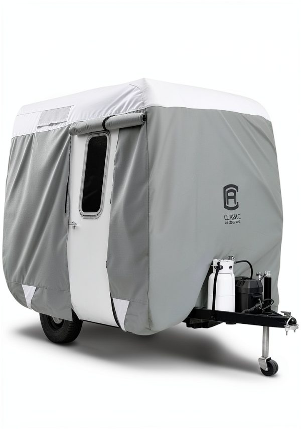 Classic Accessories Travel Trailer Cover Grey Snow White-1